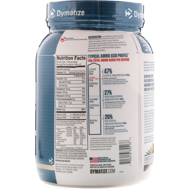 Dymatize Nutrition, ISO 100 Hydrolyzed, 100% изолят сывороточного протеина, шоколадное арахисовое масло, 25,6 унций (725 г)