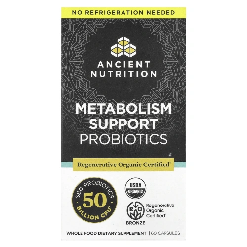 Ancient Nutrition, Пробиотики для поддержки метаболизма, пробиотик 57 mg, 60 капсул