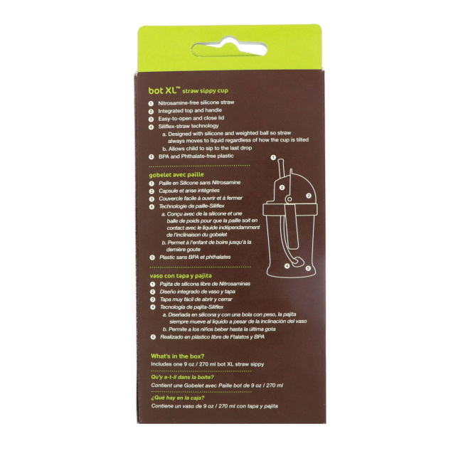 Zoli, Bot XL, Straw Sippy Cup, Orange, 9 oz