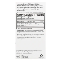 EuroPharma, Terry Naturally, Экстракт прополиса, 60 капсул