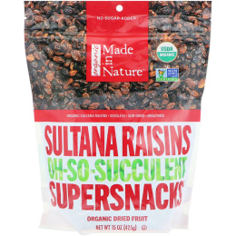 Made in Nature, Сочный органический изюм Sultana, суперзакуска Oh-So-Succulent, 425 г