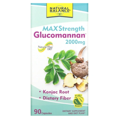 Natural Balance, Глюкоманнан, максимальная сила, 2000 мг, 90 капсул