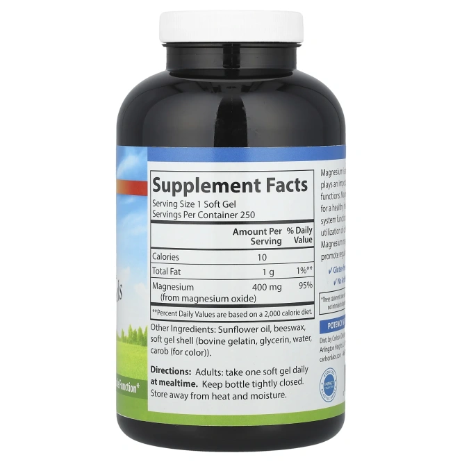 Carlson Labs, Жидкий магний, 400 мг, 250 гелевых капсул