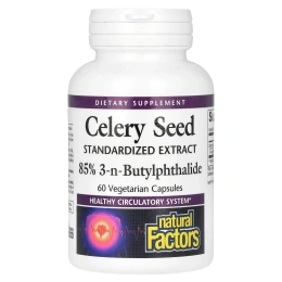 Natural Factors, Семена сельдерея, стандартизированный экстракт, 60 капсул в растительной оболочке
