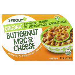 Sprout Organics, Toddler Meals, для детей от 12 месяцев, мускатные макароны с сыром, 142 г (5 унций)