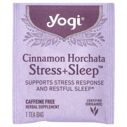 Yogi Tea, Stress + Sleep, орчата с корицей, без кофеина, 16 чайных пакетиков, 32 г (1,12 унции)