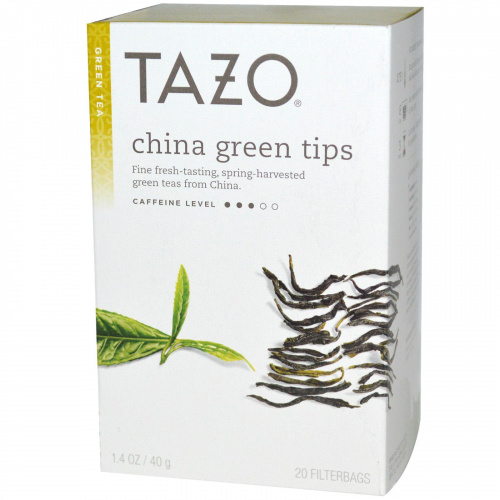 Tazo Teas, Китайский зеленый чай из верхних листьев, 20 фильтрующих пакетиков, 1.4 унций (40 г)