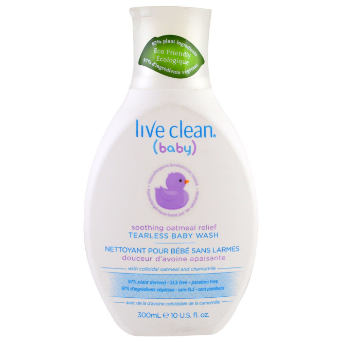 Live Clean, Baby, средство для купания детей без слез успокаивающего действия, с овсом, 300 мл (10 унций)