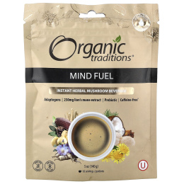 Organic Traditions, растворимый травяной грибной напиток, топливо для ума, без кофеина, 140 г (5 унций)