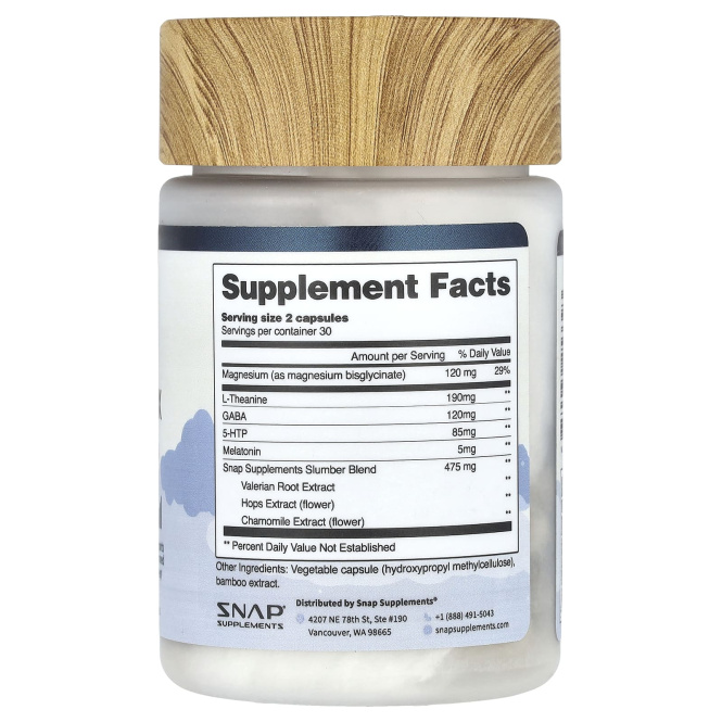 Snap Supplements, Комплекс для сна с мелатонином, 60 капсул