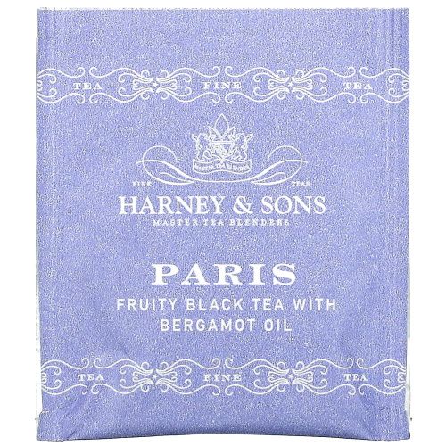 Harney & Sons, Paris, Черный фруктовый чай с бергамотом, 50 чайных пакетиков, 3,17 унции (90 г)