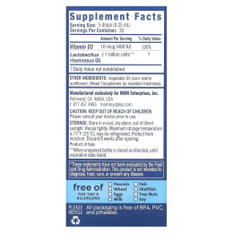 Mommy's Bliss, Капли с пробиотиком + витамин D, 0,34 жидкие унции (10 мл)