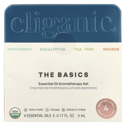 Cliganic, The Basics, набор для ароматерапии с эфирными маслами, набор из 4 предметов