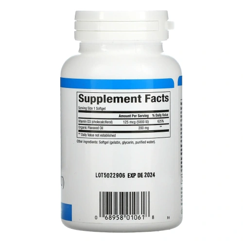 Natural Factors, Витамин D3, 125 мкг 5000 МЕ, 240 мягких таблеток