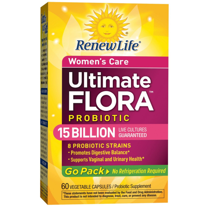 Renew Life, Ultimate Flora Probiotic, пробиотики для женщин с 15 млрд живых культур, 60 растительных капсул