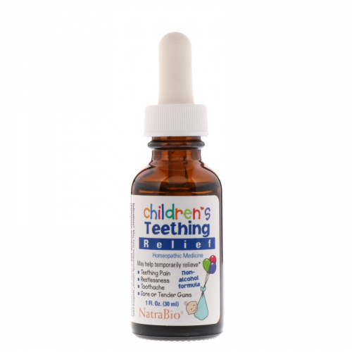 NatraBio, Жидкое средство для детей для снятия боли при прорезывании зубов, без спирта, 1 жидкая унция (30 мл)