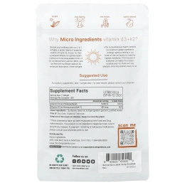 Micro Ingredients, Витамин D3 и K2, 300 капсул