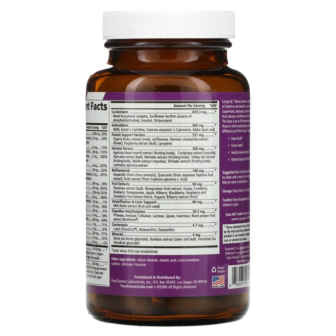 Pure Essence, Longevity Women, 120 таблеток