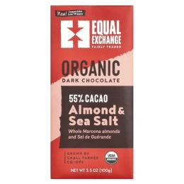 Equal Exchange, органический темный шоколад, миндаль и морская соль, 100 г (3,5 унции)