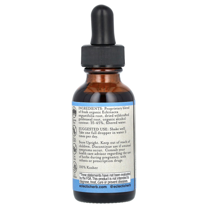 Eclectic Herb, эхинацея и желтокорень, спиртосодержащая, 30 мл (1 жидк. унция)