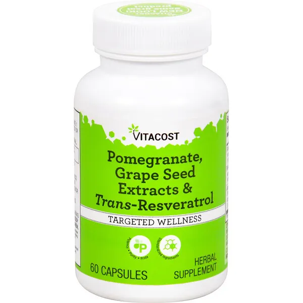Vitacost, Pomegranate, Grape Seed Extracts & Trans-Resveratrol, 60 Capsules