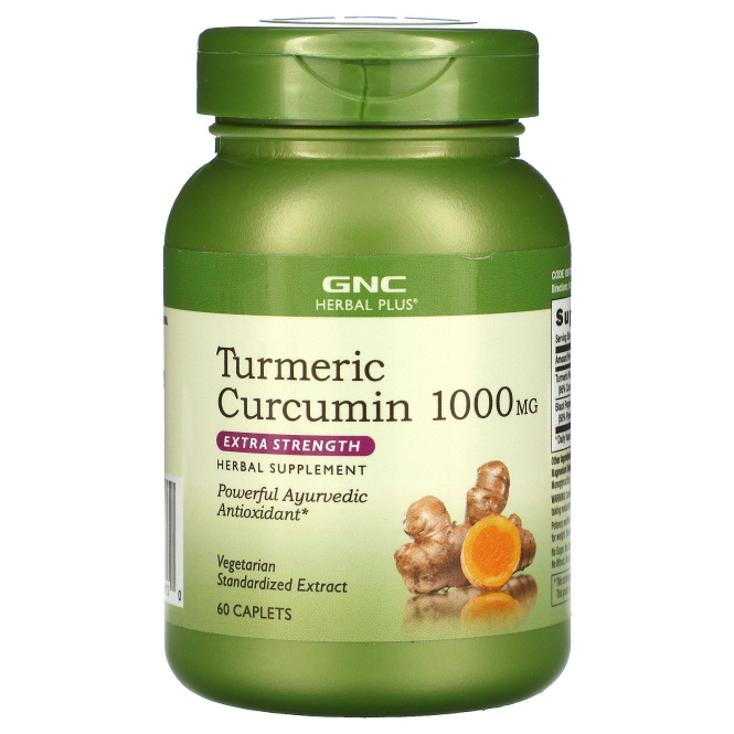 GNC Herbal Plus, Turmeric Curcumin Extra Strength, 1,000 mg, 60 Caplets