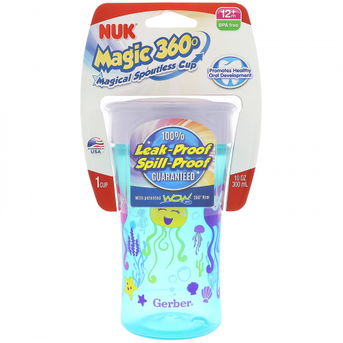 NUK, Magic 360, волшебная чашка-непроливайка, с 12 месяцев, для девочек, 10 унц (300 мл)