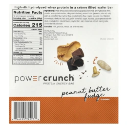 BNRG, Power Crunch, протеиновый энергетический батончик со вкусом арахисового масла и ирисок, 12 шт. по 40 г
