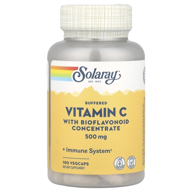 Solaray, Забуференный витамин С с биофлавоноидным концентратом, 500 мг, 100 капсул с оболочкой из ингредиентов растительного происхождения