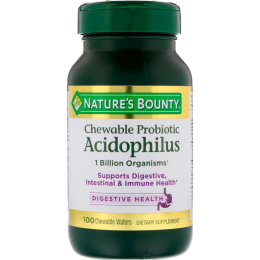 Nature's Bounty, Chewable Probiotic Acidophilus, Natural Strawberry Flavor, 100 Chewable Wafers
