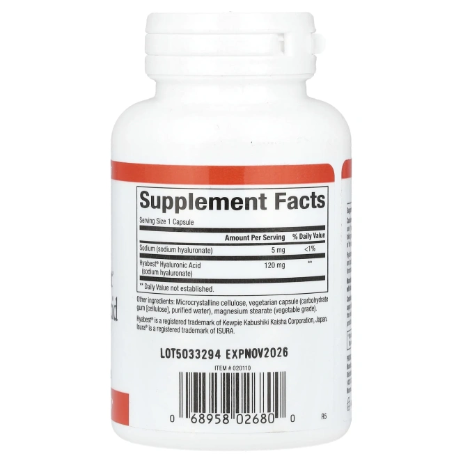 Natural Factors, Веганская гиалуроновая кислота, 120 мг, 60 вегетарианских капсул