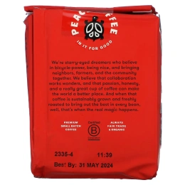 Peace Coffee, Organic Morning Glory, Ground, Light Roast, 12 oz (340 g)