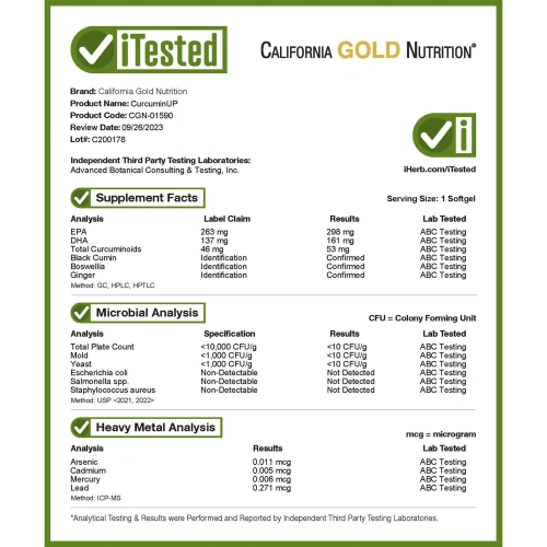 California Gold Nutrition, CurcuminUP, комплекс куркумина и омега-3, помощь при воспалениях, 90 рыбно-желатиновых капсул