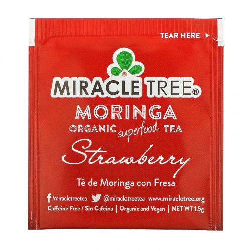 Miracle Tree, Moringa Organic Superfood Tea, Strawberry, Caffeine Free, 25 Tea Bags, 1.32 oz (37.5 g)