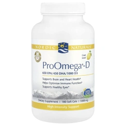 Nordic Naturals, "ПроОмега-D", пищевая добавка с омега-3 и витамином D3, с лимонным вкусом, 180 мягких желатиновых капсул с жидкостью