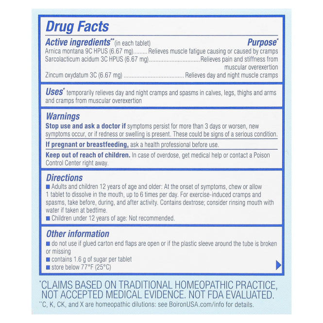 Boiron, Arnicare, средство от судорог в ногах, лимон, 3 тюбика, 11 жевательных таблеток в тюбике