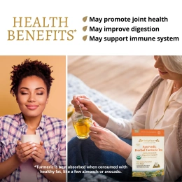 DelighTeas, Аюрведический травяной чай с куркумой, без кофеина, 30 роскошных чайных пакетиков в форме пирамидки, 120 г (4,2 унции)