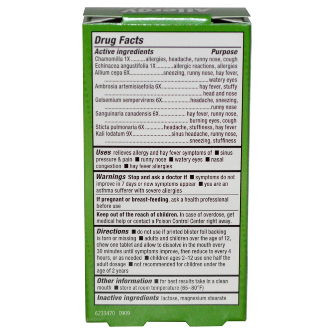 NatraBio, От аллергии для носовых пазух, не вызывает сонливости, 60 таблеток