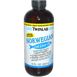 Twinlab, Норвежское масло печени трески, без запаха, 12 жидких унций (355 мл)