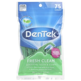 DenTek, Fresh Clean, зубочистка с зубной нитью, средство для гигиены полости рта, 75 зубочисток