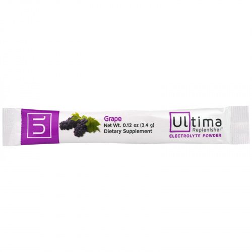 Ultima Replenisher, порошок электролитов с виноградным вкусом, 20 пакетиков, 0,12 унции (3,4 г)