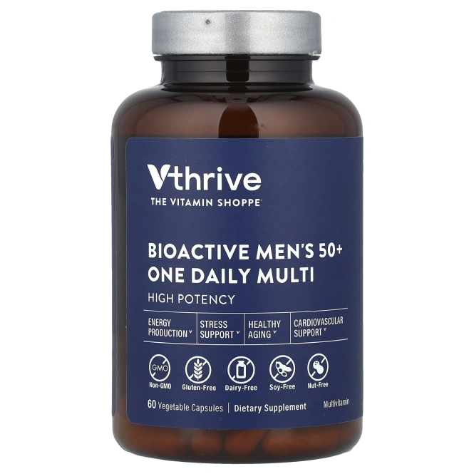Vthrive, Bioactive Men's 50+ One Daily Multi, 60 растительных капсул