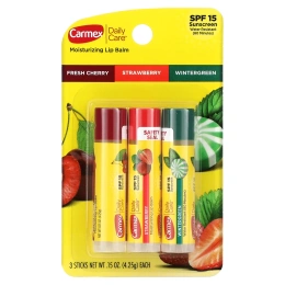 Carmex, Ежедневный бальзам для губ, SPF 15, разыне вкусы, 3 шт. 0,15 унций (4,25 г)