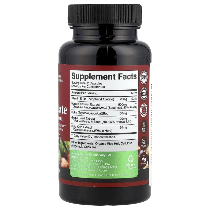 Nature's Craft, Pro-Circulate, комплекс для поддержки вен, 60 капсул