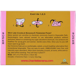 Charlie Banana, Женские прокладки с цветочным дизайном, супер, 3 штуки