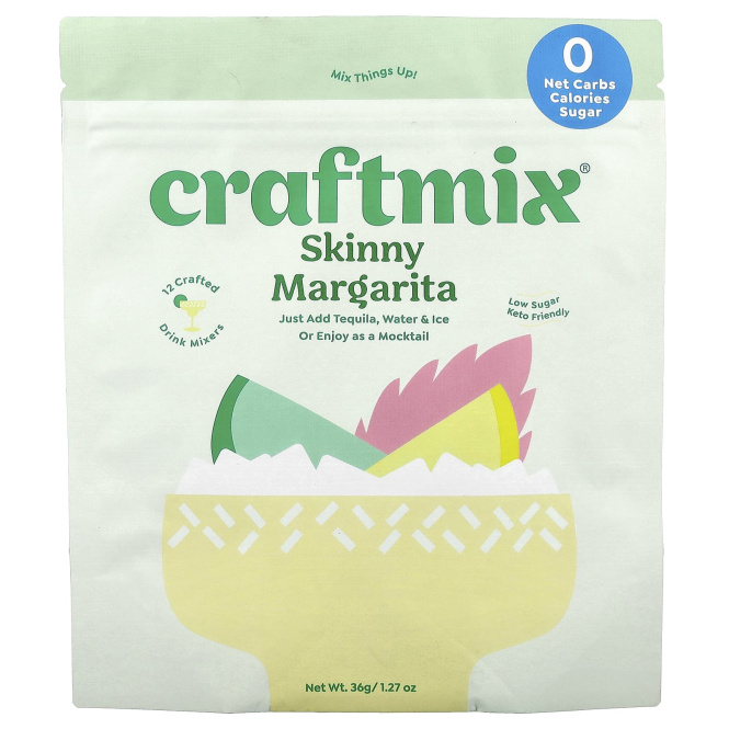 Craftmix, Skinny Margarita, 12 пакетиков, по 3 г (0,11 унции)