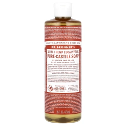 Dr. Bronner's, Чистое кастильское мыло из конопли 18-в-1, эвкалипт, 16 жидких унций (473 мл)