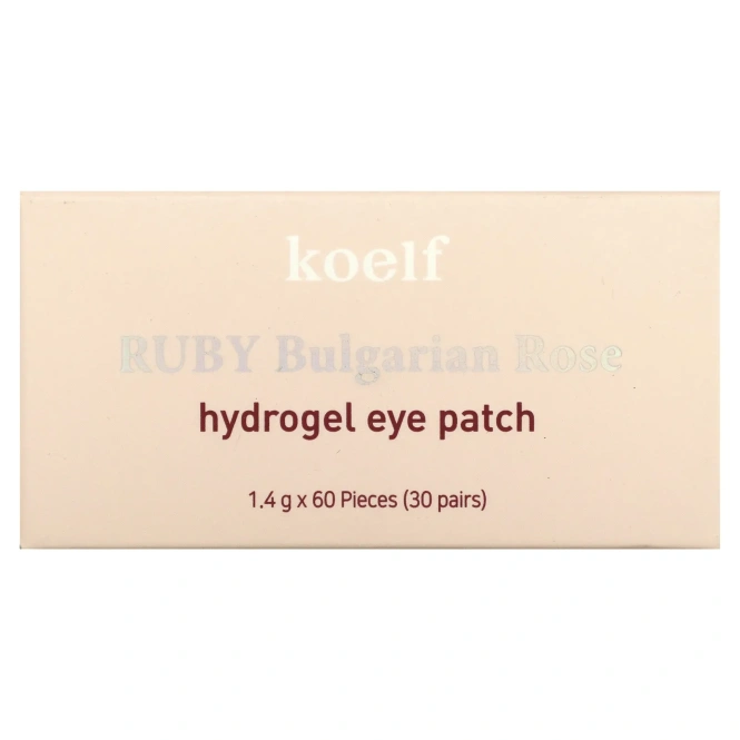 Koelf, Гидрогелевые патчи для глаз с рубином и болгарской розой, 60 шт.
