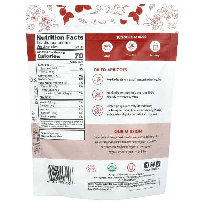 Organic Traditions, Курага, 227 г (8 унций)