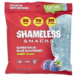 Shameless Snacks, Gummy Candy, кислая голубая малина, 6 пакетиков по 50 г (1,8 унции)